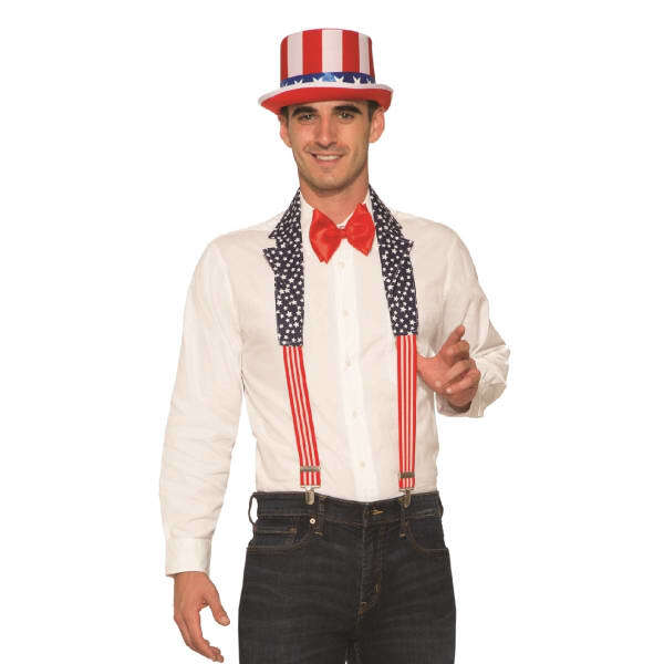 Bristol Novelty Mens USA Patriotic Collar and Braces Set