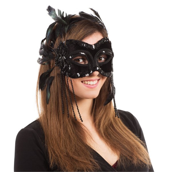 Bristol Novelty Velvet Feathers Eye Mask