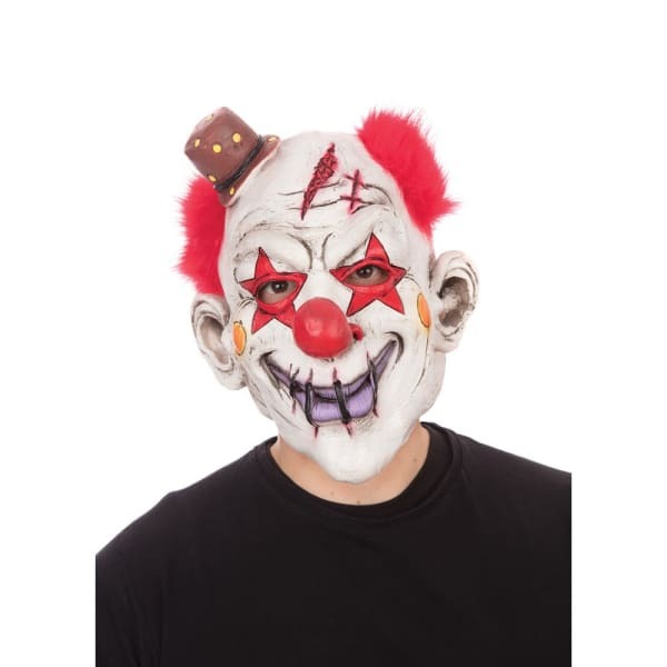 Adults Top Hat & Hair Horror Clown Halloween Mask