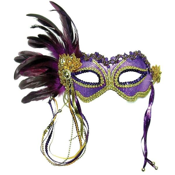 Bristol Novelty Womens Metallic Side Feather Mask