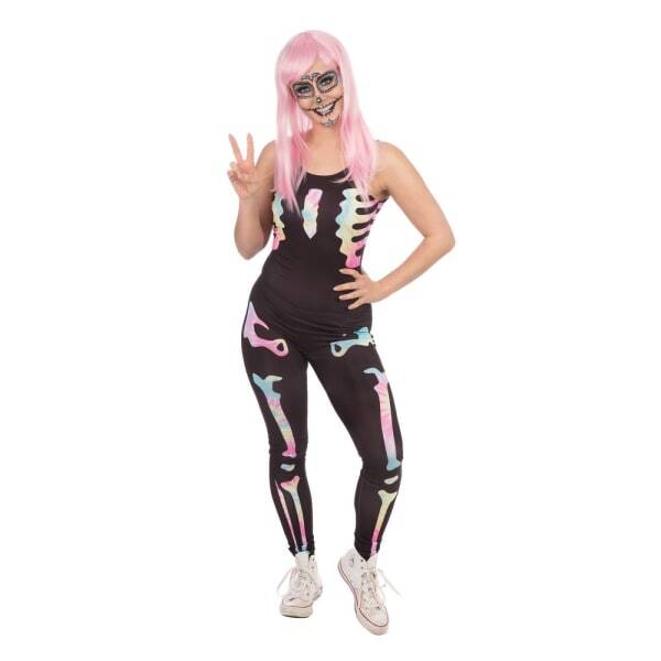 Bristol Novelty Womens Halloween Skeleton Jumpsuit (M)