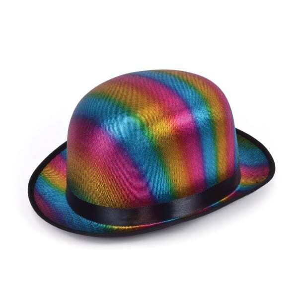 Bristol Novelty Adults Metallic Rainbow Bowler Hat