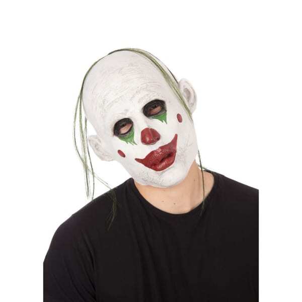 Adults Realistic Clown With Hair Halloween Mask