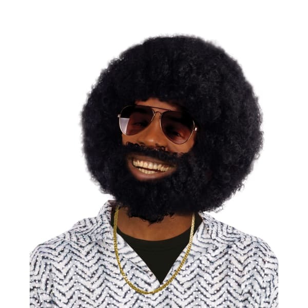 Bristol Novelty Mens Afro Wig And Facial Hair