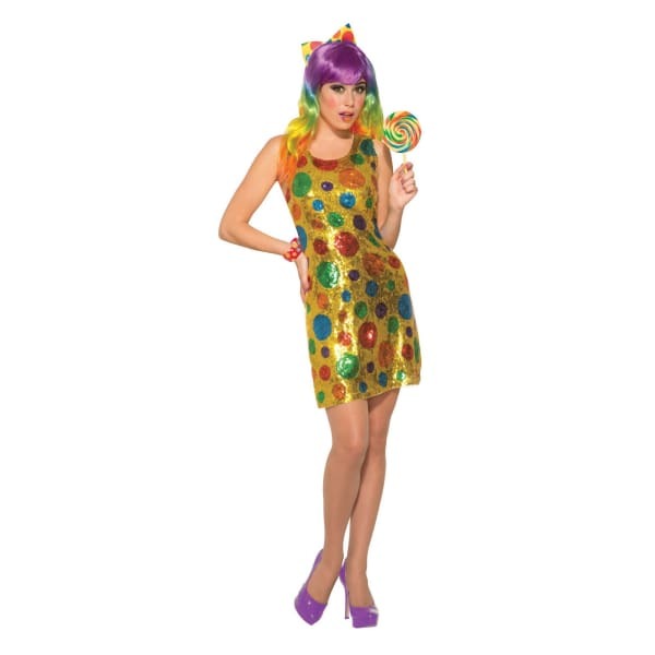 Bristol Novelty Womens Clown Polka Dot Sequin Dress (10-14)