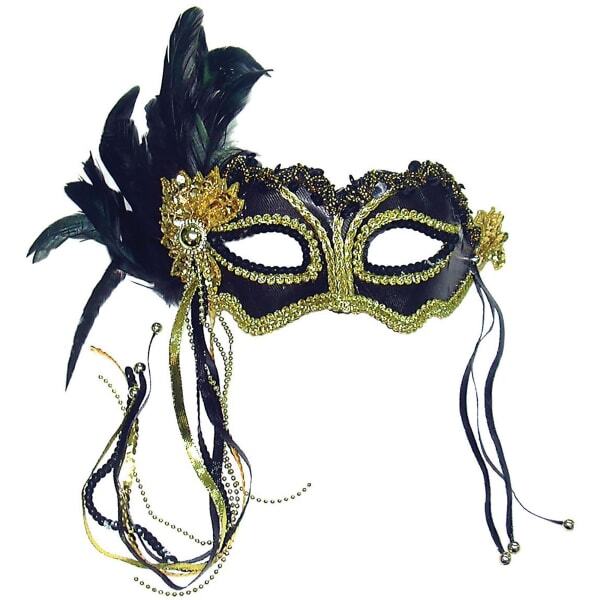 Bristol Novelty Metallic Side Feather Eye Mask