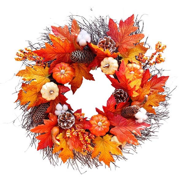 Livingandhome Halloween Maple Pumpkin Wreath