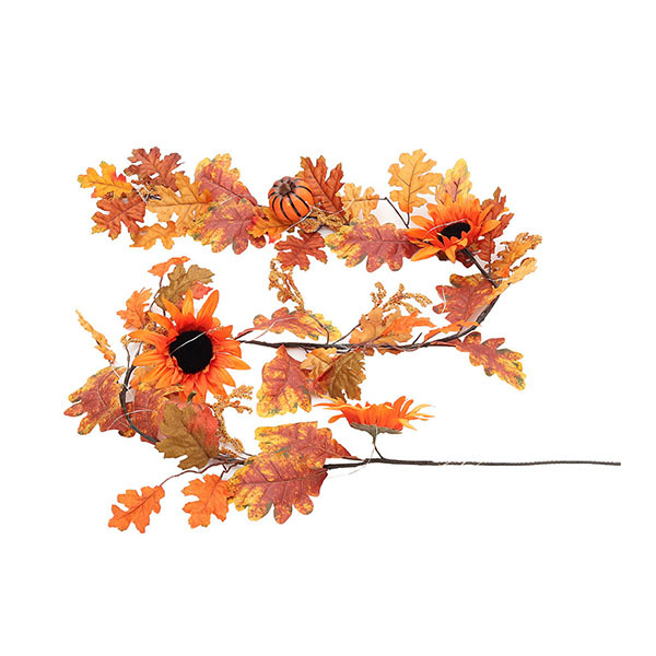 Livingandhome Sunflower Autumn Garland with Lights