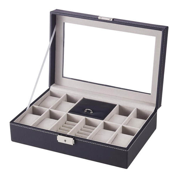 Livingandhome Watch Display Box with Ring Slots