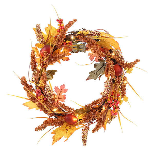 Livingandhome Autumn Golden Sorghum Wreath