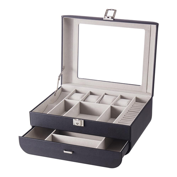 Livingandhome Stylish Jewellery Storage Box with Watch Slots