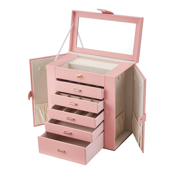 Livingandhome Jewellery Box with Drawers and Mirror