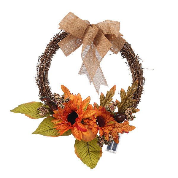 Livingandhome Artificial Sunflower Wreath with Lights