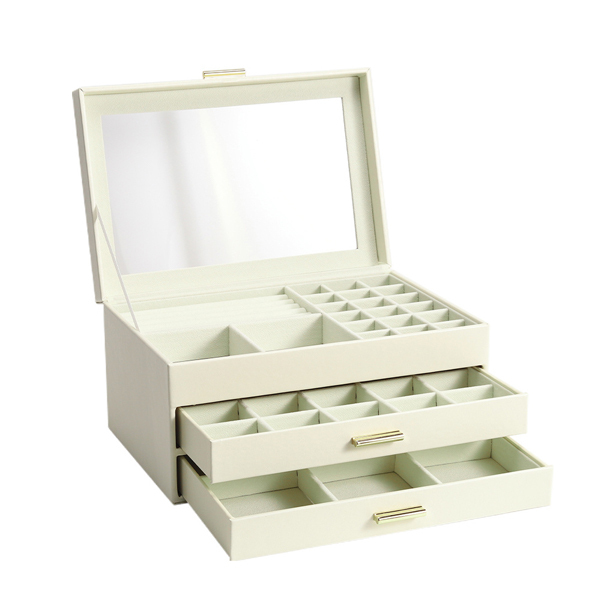 Livingandhome PU Leather Jewellery Organizer with Drawers