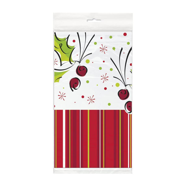 Unique Party Holly Pop Plastic Holiday Tablecloth