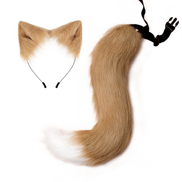 Livingandhome Halloween Fox Tail and Ear Headband Set