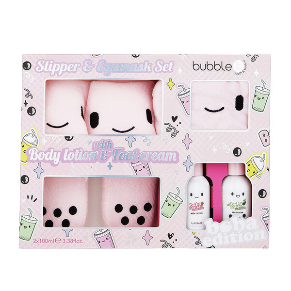 Bubble T Boba Slippers & Eye Mask Set