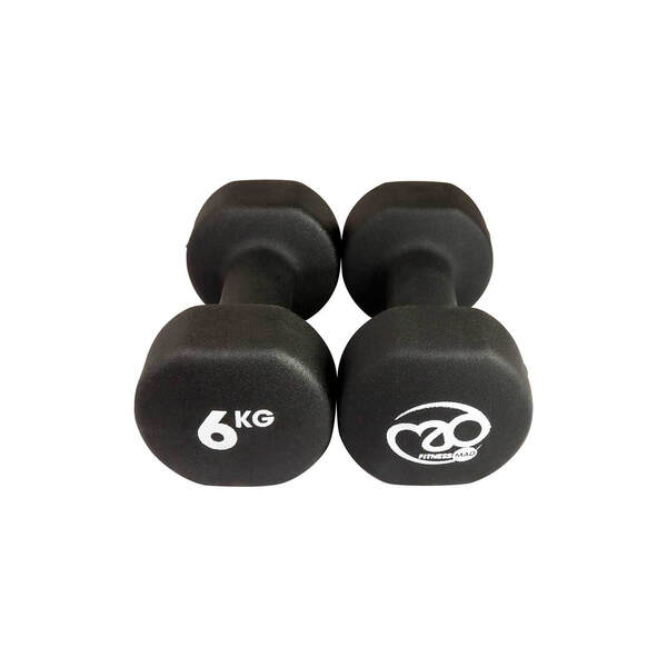 Fitness Mad 6kg Dumbbells Black