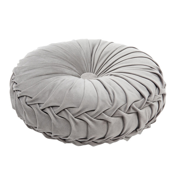 Livingandhome Round Pleated Pumpkin Velvet Cushion 35cm