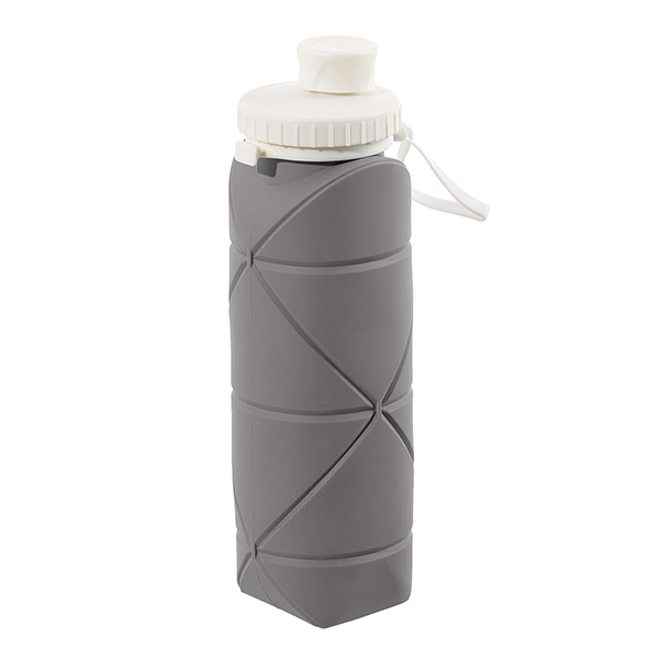 Livingandhome Collapsible Silicone Water Bottle - Grey