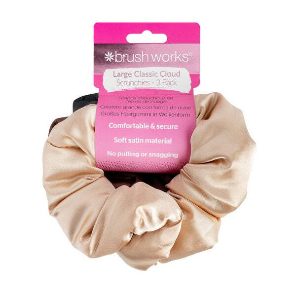 Brushworks Large Classic Cloud Scrunchies - 3 Pack