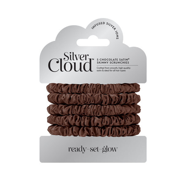 Silver Cloud 5 Chocolate Skinny Satin Scrunchies