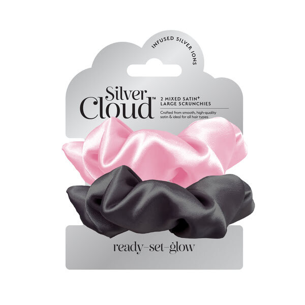 Silver Cloud 2 Mixed Large Satin Scrunchies