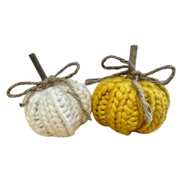 Heaven Sends Halloween Set of Two Cream and Yellow Knitted