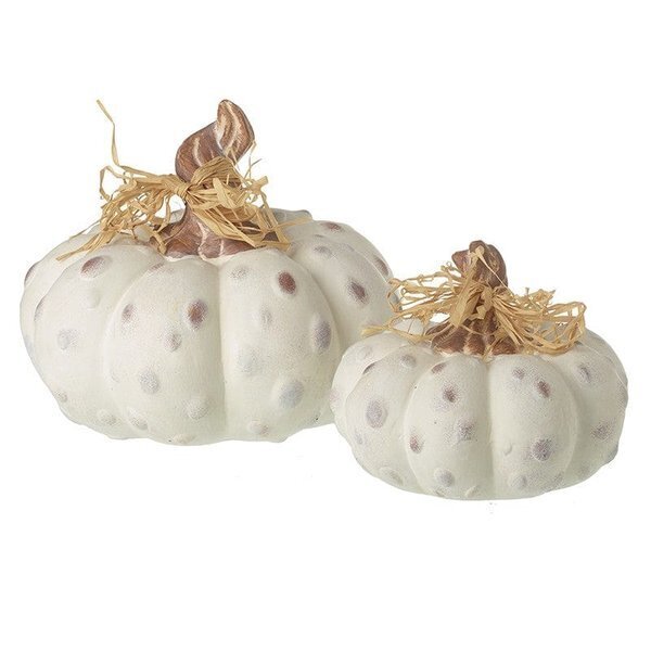 Heaven Sends Halloween Set of 2 Ceramic White Pumpkin