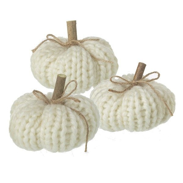 Heaven Sends Halloween Set of Three Cream Knitted Pumpkin