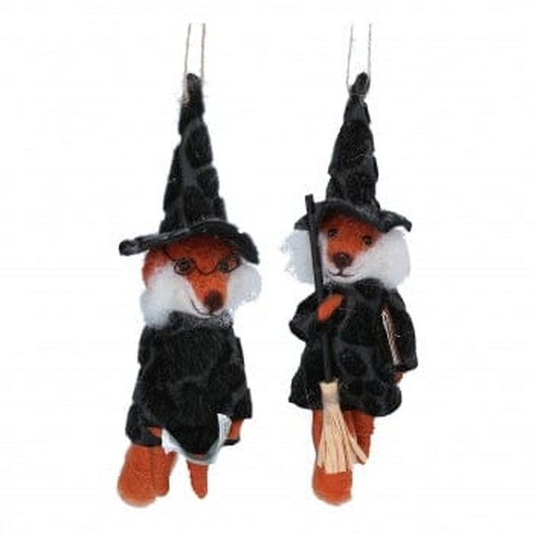 Gisela Graham Halloween Set of 2 Witch Foxes