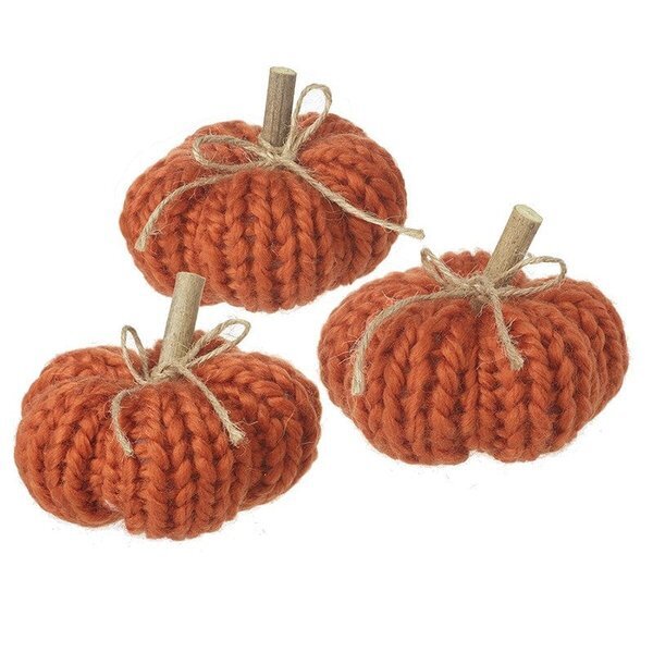 Heaven Sends Halloween Set of Three Orange Knitted Pumpkin