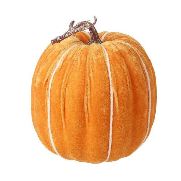 Heaven Sends Halloween White and Orange Velvet Pumpkin