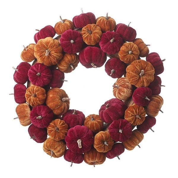 Heaven Sends Halloween Multicoloured Velvet Pumpkin Wreath