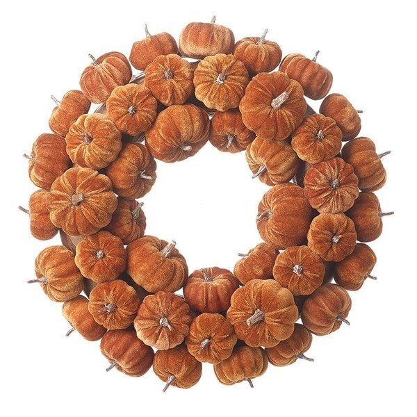 Heaven Sends Halloween Brown Velvet Pumpkin Wreath