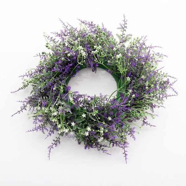 Livingandhome Round Artificial Lavender Flower Wreath