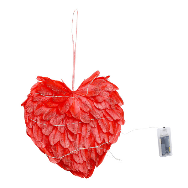 Livingandhome LED Light Red Feather Hanging Ornament