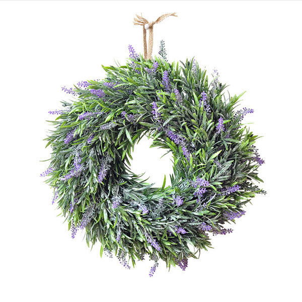 Livingandhome Round Artificial Lavender Hanging Wreat