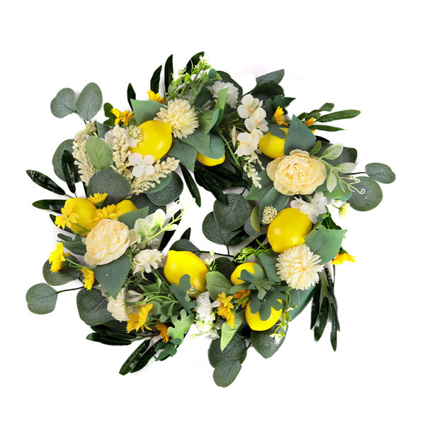 Livingandhome Summer Faux Lemon Peony Wreath