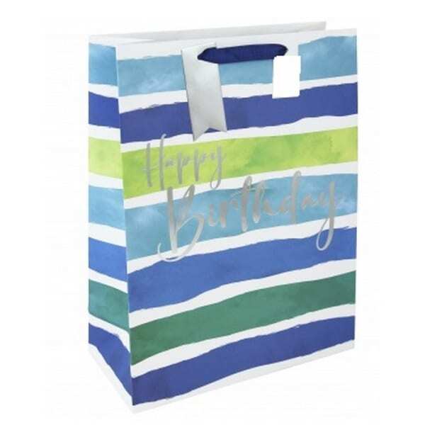 Eurowrap Stripe Happy Birthday Gift Bag (Pack of 6) (XL)