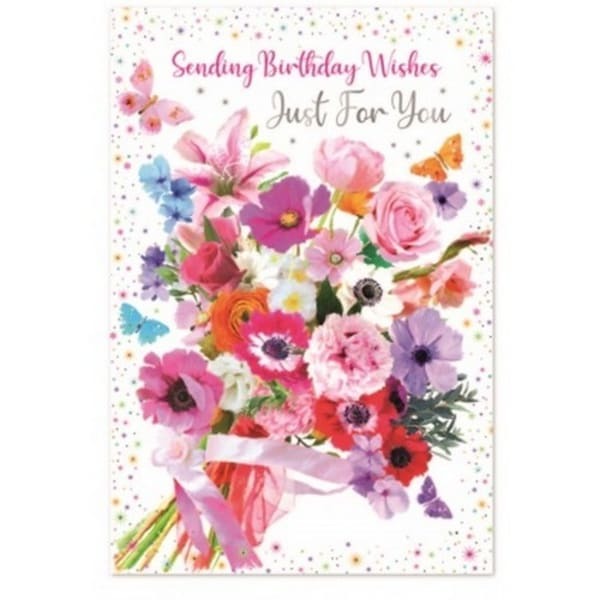 Simon Elvin Sending Birthday Wishes Bouquet Card (Pack of 6)