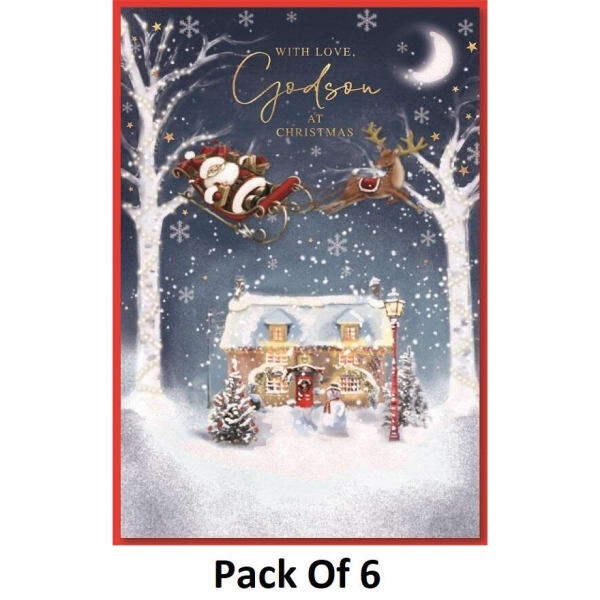 Simon Elvin Godson Santa Claus Christmas Card (Pack of 6)