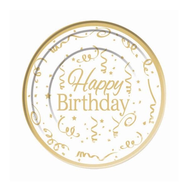 Plastic Happy Birthday Disposable Plates (Pack of 10) (15cm)