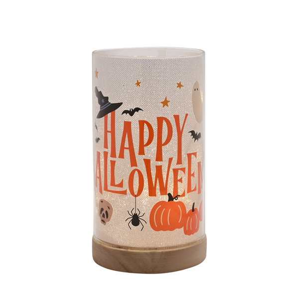 Hocus Pocus Light Up Tube With Wooden Base - Happy Halloween