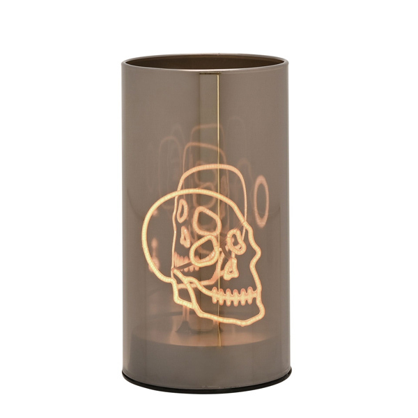 Hocus Pocus Grey LED Glass Skull Light Tube