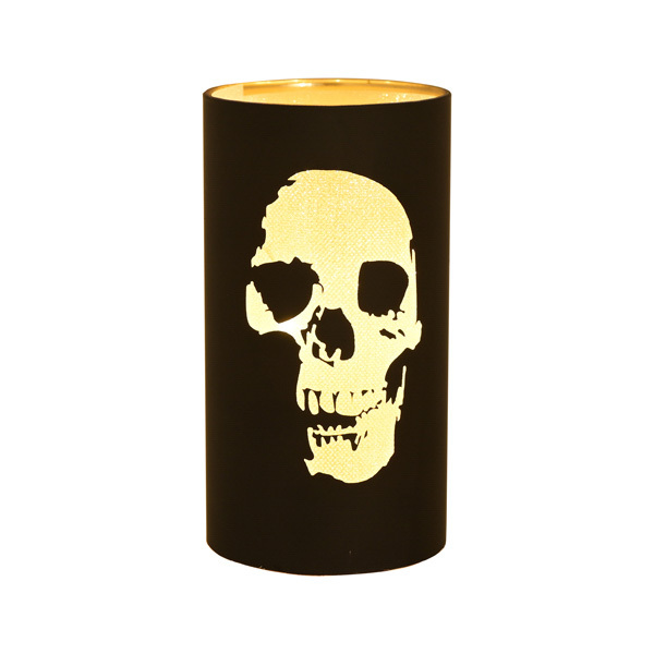 Hocus Pocus Black and Gold LED Skull Silhouette Lantern