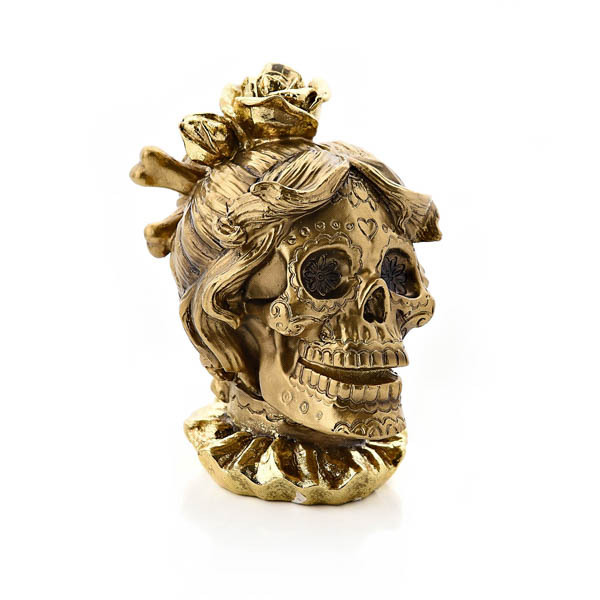 Hocus Pocus Gold Skull Resin Figurine