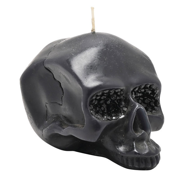 Hocus Pocus Medium Black Skull Candle