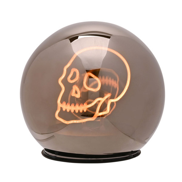 Hocus Pocus Grey LED Glass Skull