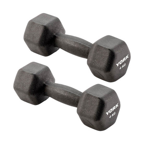 York 4kg x 2 Neoprene Hex Dumbbells